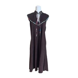 Vintage 70s Young Edwardian Arpeja Brown Corduroy Dress Boho Free People